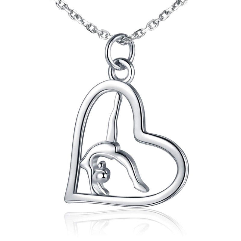 Sariel Gymnastics Gifts for Women Gymnast Necklace 925 Sterling Silver Gymnastics Fashion Jewelry Pendant Birthday (Silver) - Image 1